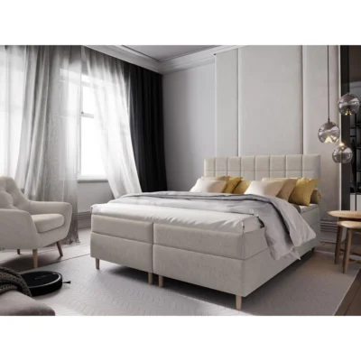 MASSENO Boxspringbett IBIZA in Beige, Liegefläche 140x200 cm – mit Bettkasten